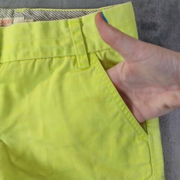 J.Crew Neon Yellow Size 00 Chino Broken-In shorts for women 100% Cotton Y2K Girl - Picture 6 of 9